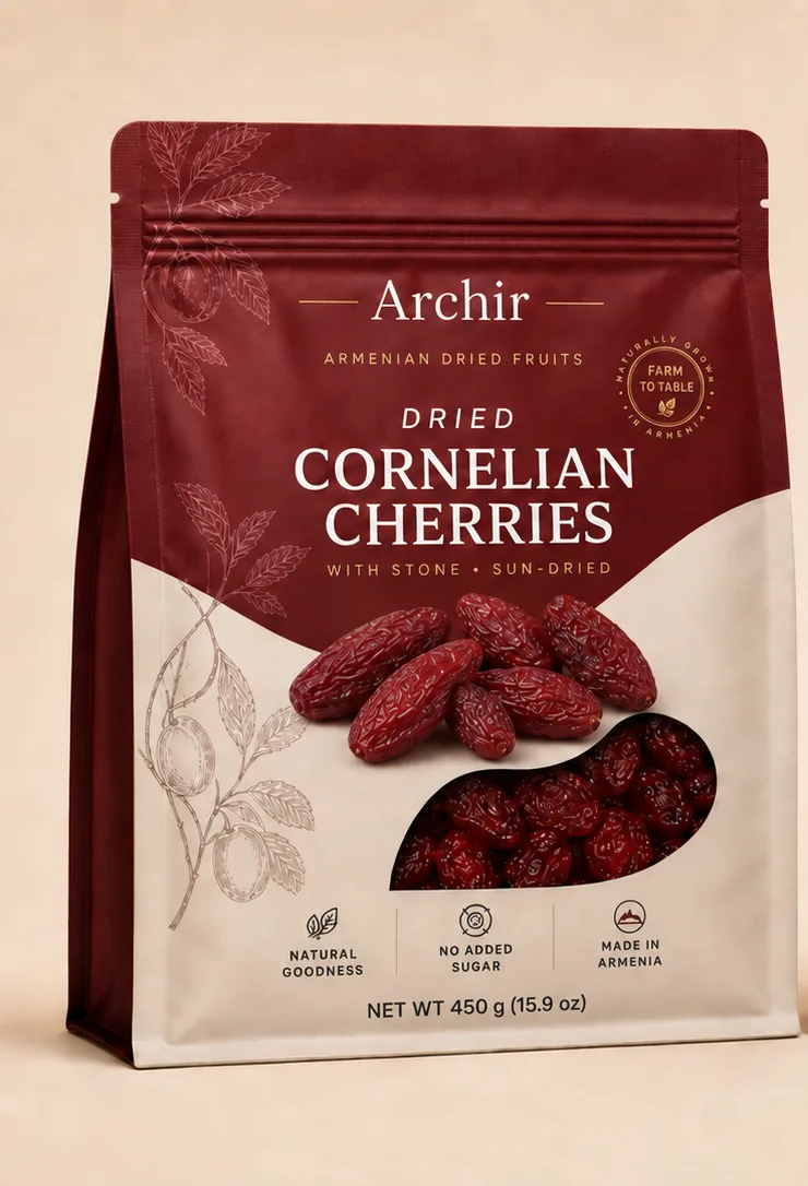 ARCHIR — Сушёный кизил, розничная упаковка, лицевая сторона