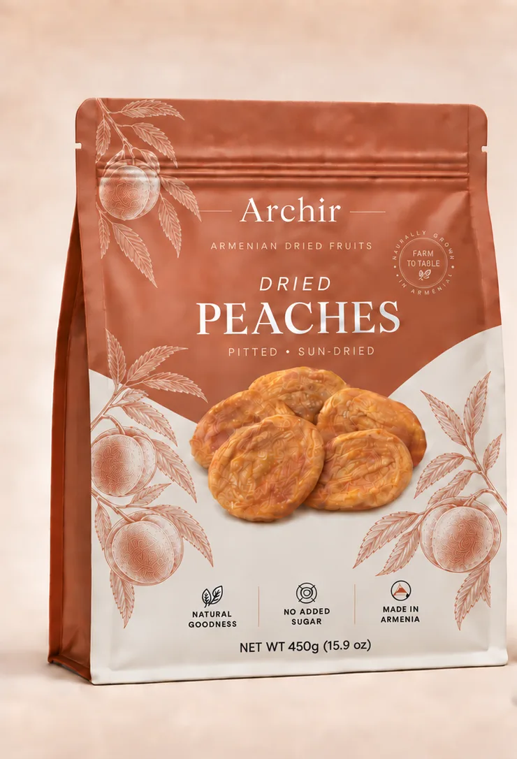 ARCHIR — Сушёный персик, розничная упаковка, лицевая сторона